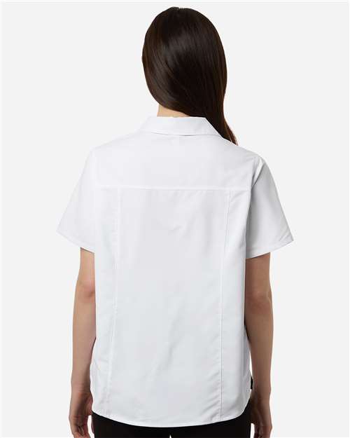 Core 365 CE520W Women's UltraUVP Shoreline Short Sleeve Staff Shirt - White - model back
