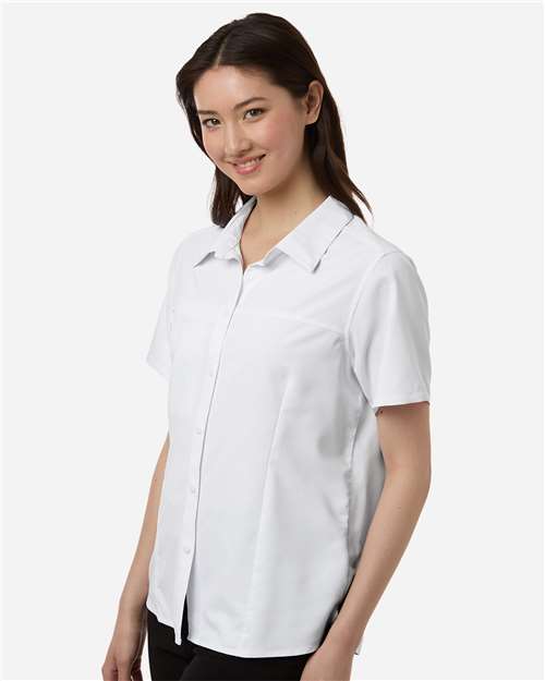 Core 365 CE520W Women's UltraUVP Shoreline Short Sleeve Staff Shirt - White - model side