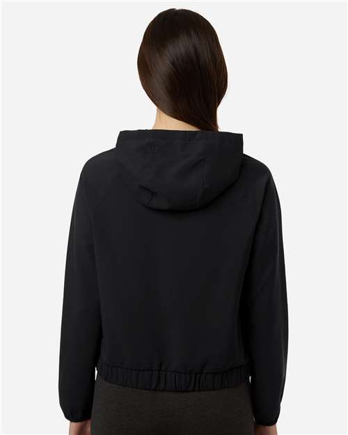 Core 365 CE520LW Women's UltraUVP Shoreline Long Sleeve Hooded Pullover - Black - model back