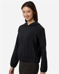 Core 365 CE520LW Women's UltraUVP Shoreline Long Sleeve Hooded Pullover - Black - model side