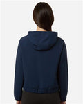 Core 365 CE520LW Women's UltraUVP Shoreline Long Sleeve Hooded Pullover - Classic Navy - model back