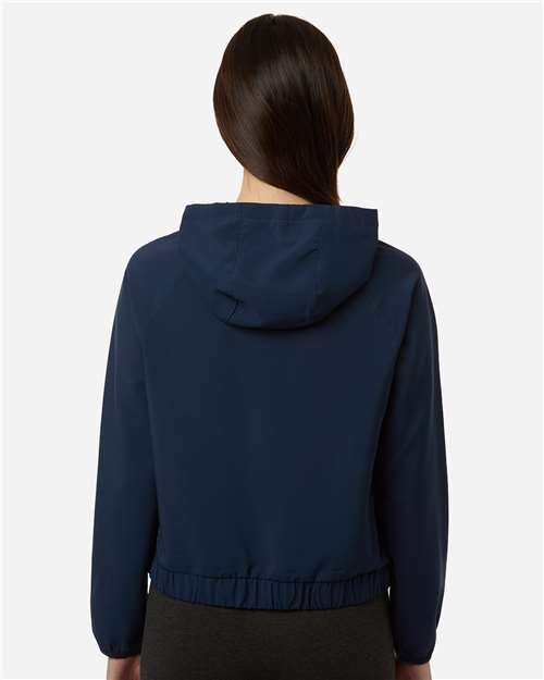 Core 365 CE520LW Women's UltraUVP Shoreline Long Sleeve Hooded Pullover - Classic Navy - model back