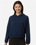 Core 365 CE520LW Women's UltraUVP Shoreline Long Sleeve Hooded Pullover - Classic Navy - model front