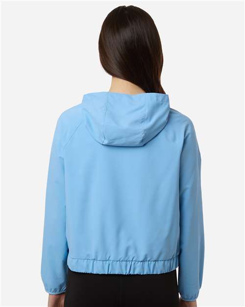 Core 365 CE520LW Women's UltraUVP Shoreline Long Sleeve Hooded Pullover - Columbia Blue - model back