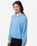 Core 365 CE520LW Women's UltraUVP Shoreline Long Sleeve Hooded Pullover - Columbia Blue - model side