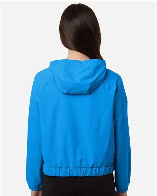Core 365 CE520LW Women's UltraUVP Shoreline Long Sleeve Hooded Pullover - Electric Blue - model back