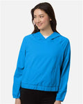 Core 365 CE520LW Women's UltraUVP Shoreline Long Sleeve Hooded Pullover - Electric Blue - model front