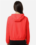Core 365 CE520LW Women's UltraUVP Shoreline Long Sleeve Hooded Pullover - Marina Red - model back