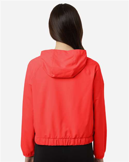 Core 365 CE520LW Women's UltraUVP Shoreline Long Sleeve Hooded Pullover - Marina Red - model back