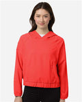 Core 365 CE520LW Women's UltraUVP Shoreline Long Sleeve Hooded Pullover - Marina Red - model front