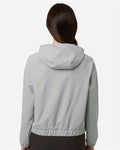 Core 365 CE520LW Women's UltraUVP Shoreline Long Sleeve Hooded Pullover - Platinum - model back