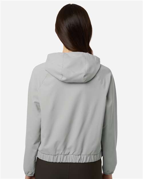 Core 365 CE520LW Women's UltraUVP Shoreline Long Sleeve Hooded Pullover - Platinum - model back