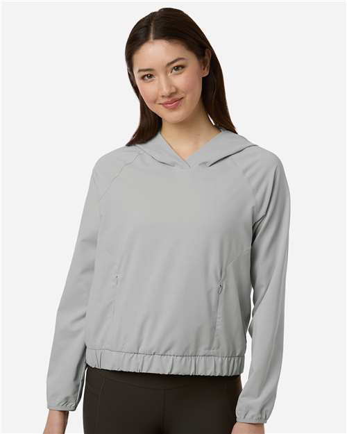 Core 365 CE520LW Women's UltraUVP Shoreline Long Sleeve Hooded Pullover - Platinum - model front