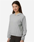 Core 365 CE520LW Women's UltraUVP Shoreline Long Sleeve Hooded Pullover - Platinum - model side