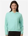 Core 365 CE520LW Women's UltraUVP Shoreline Long Sleeve Hooded Pullover - Sea Glass - model front