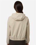 Core 365 CE520LW Women's UltraUVP Shoreline Long Sleeve Hooded Pullover - Stone - model back