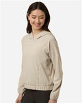 Core 365 CE520LW Women's UltraUVP Shoreline Long Sleeve Hooded Pullover - Stone - model side