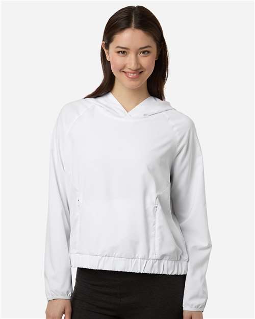 Core 365 CE520LW Women's UltraUVP Shoreline Long Sleeve Hooded Pullover - White - model front