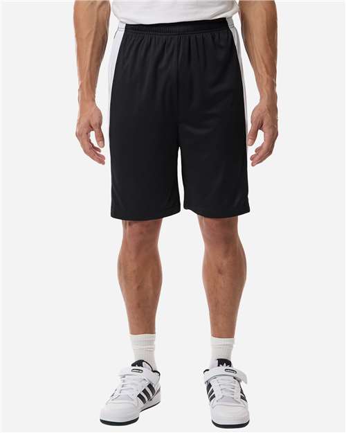 Team 365 TT115B Unisex Zone Performance Reversible Shorts - Black/ White - model front