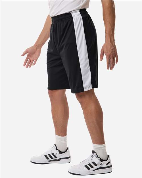 Team 365 TT115B Unisex Zone Performance Reversible Shorts - Black/ White - model side