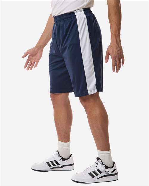 Team 365 TT115B Unisex Zone Performance Reversible Shorts - Sport Dark Navy/ White - model side