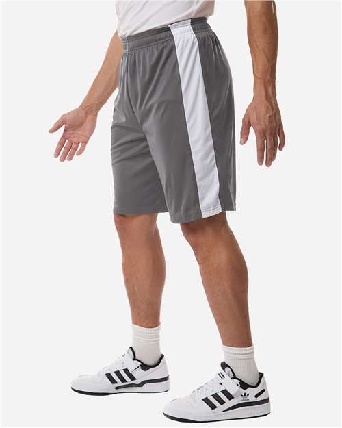 Team 365 TT115B Unisex Zone Performance Reversible Shorts - Sport Graphite/ White - model side
