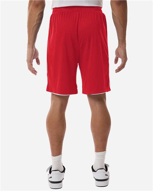 Team 365 TT115B Unisex Zone Performance Reversible Shorts - Sport Red/ White - model back