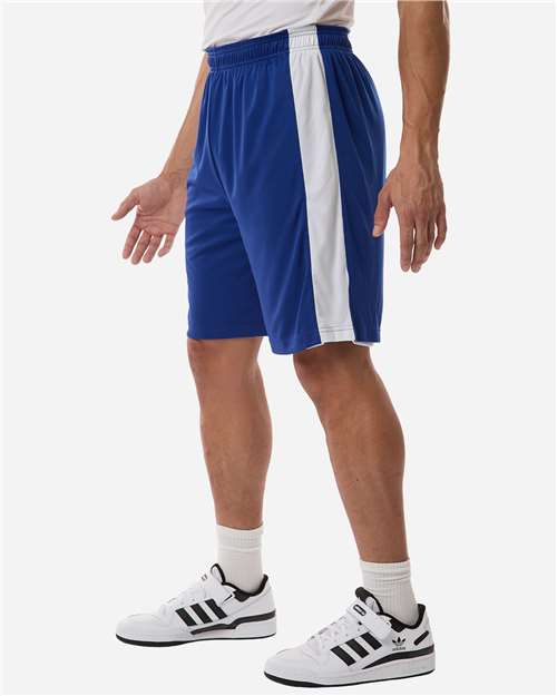 Team 365 TT115B Unisex Zone Performance Reversible Shorts - Sport Royal/ White - model side