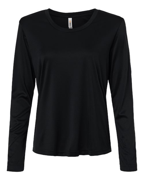 Core 365 CE10LW Women's Capital Performance Long Sleeve T-Shirt - Black - front