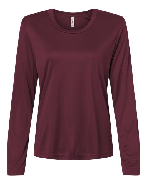 Core 365 CE10LW Women's Capital Performance Long Sleeve T-Shirt - Burgundy - front