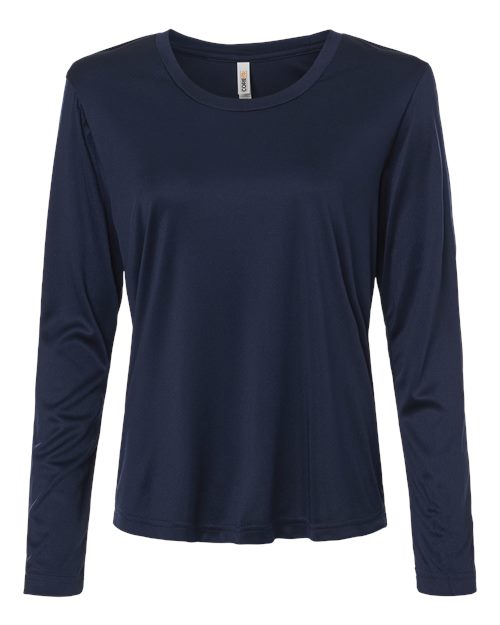 Core 365 CE10LW Women's Capital Performance Long Sleeve T-Shirt - Classic Navy - front