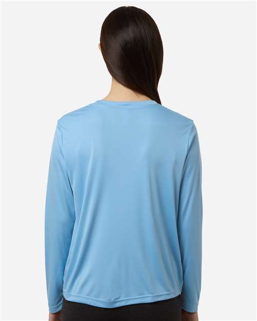 Core 365 CE10LW Women's Capital Performance Long Sleeve T-Shirt - Columbia Blue - model back