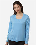 Core 365 CE10LW Women's Capital Performance Long Sleeve T-Shirt - Columbia Blue - model front