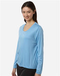 Core 365 CE10LW Women's Capital Performance Long Sleeve T-Shirt - Columbia Blue - model side