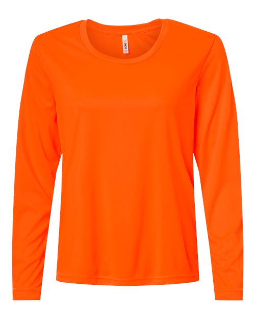 Core 365 CE10LW Women's Capital Performance Long Sleeve T-Shirt - Safety Orange - front