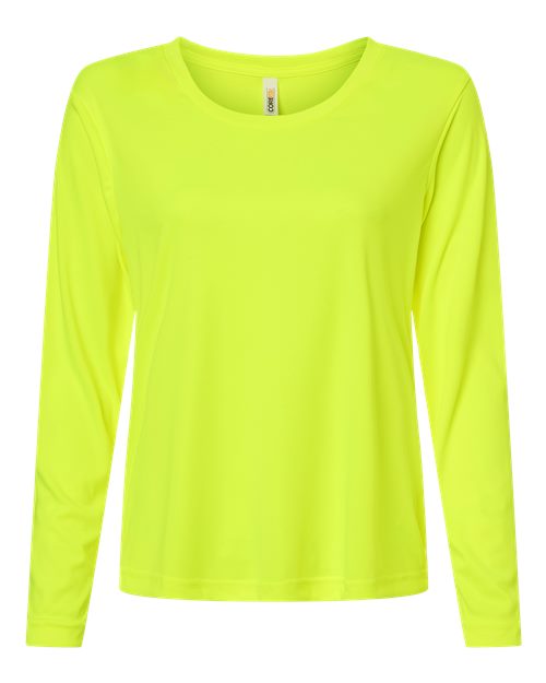Core 365 CE10LW Women's Capital Performance Long Sleeve T-Shirt - Safety Yellow - front