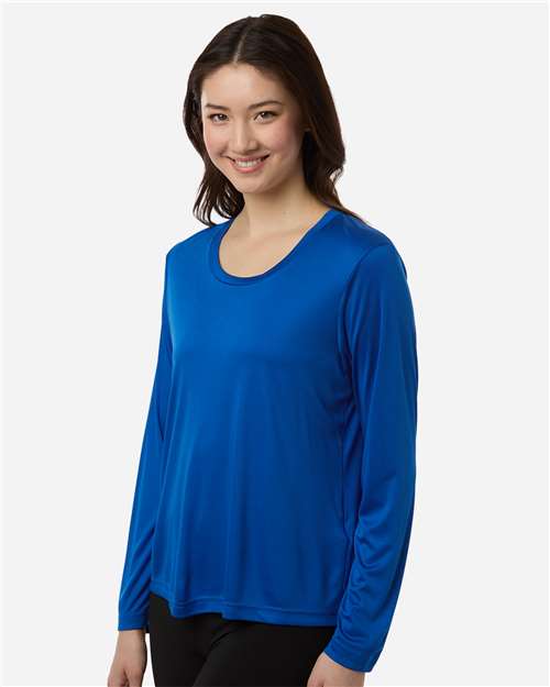 Core 365 CE10LW Women's Capital Performance Long Sleeve T-Shirt - True Royal - model side