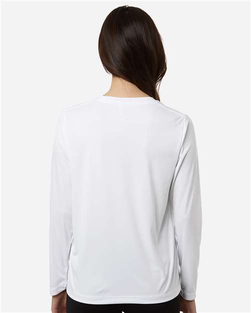 Core 365 CE10LW Women's Capital Performance Long Sleeve T-Shirt - White - model back