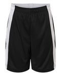 Team 365 TT115BY Youth Zone Performance Reversible Shorts - Black/ White - front