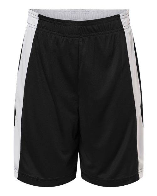 Team 365 TT115BY Youth Zone Performance Reversible Shorts - Black/ White - front