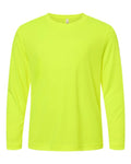 Core 365 CE10LY Youth Capital Performance Long Sleeve T-Shirt - Safety Yellow - front