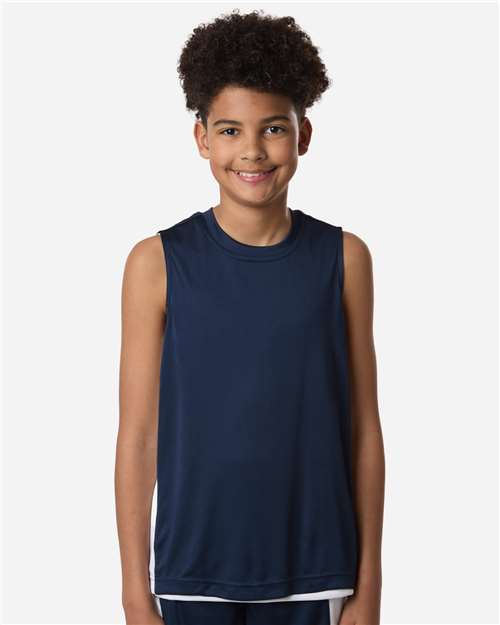 Team 365 TT115Y Youth Zone Performance Reversible Jersey - Sport Dark Navy/ White - model front