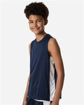 Team 365 TT115Y Youth Zone Performance Reversible Jersey - Sport Dark Navy/ White - model side