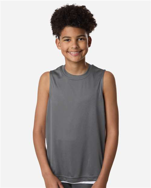 Team 365 TT115Y Youth Zone Performance Reversible Jersey - Sport Graphite/ White - model front