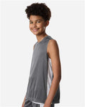 Team 365 TT115Y Youth Zone Performance Reversible Jersey - Sport Graphite/ White - model side