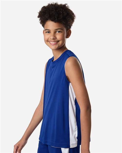 Team 365 TT115Y Youth Zone Performance Reversible Jersey - Sport Royal/ White - model side