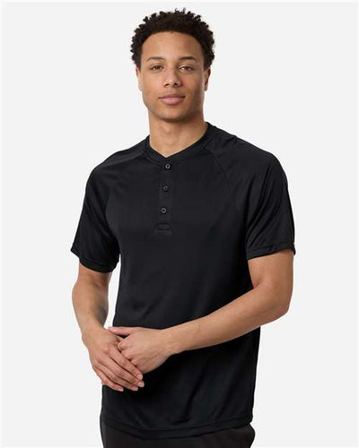 Team 365 TT11HN Men's Zone Performance Henley - Black - model front