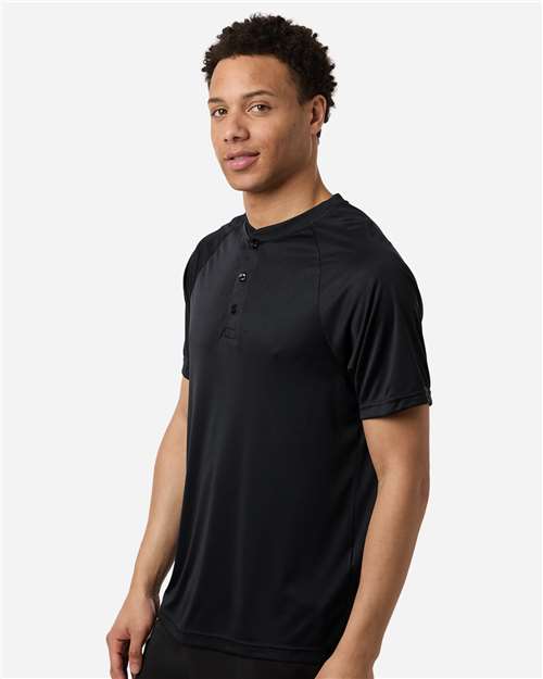 Team 365 TT11HN Men's Zone Performance Henley - Black - model side