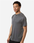 Team 365 TT11HN Men's Zone Performance Henley - Sport Graphite - model side