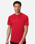 Team 365 TT11HN Men's Zone Performance Henley - Sport Red - model front